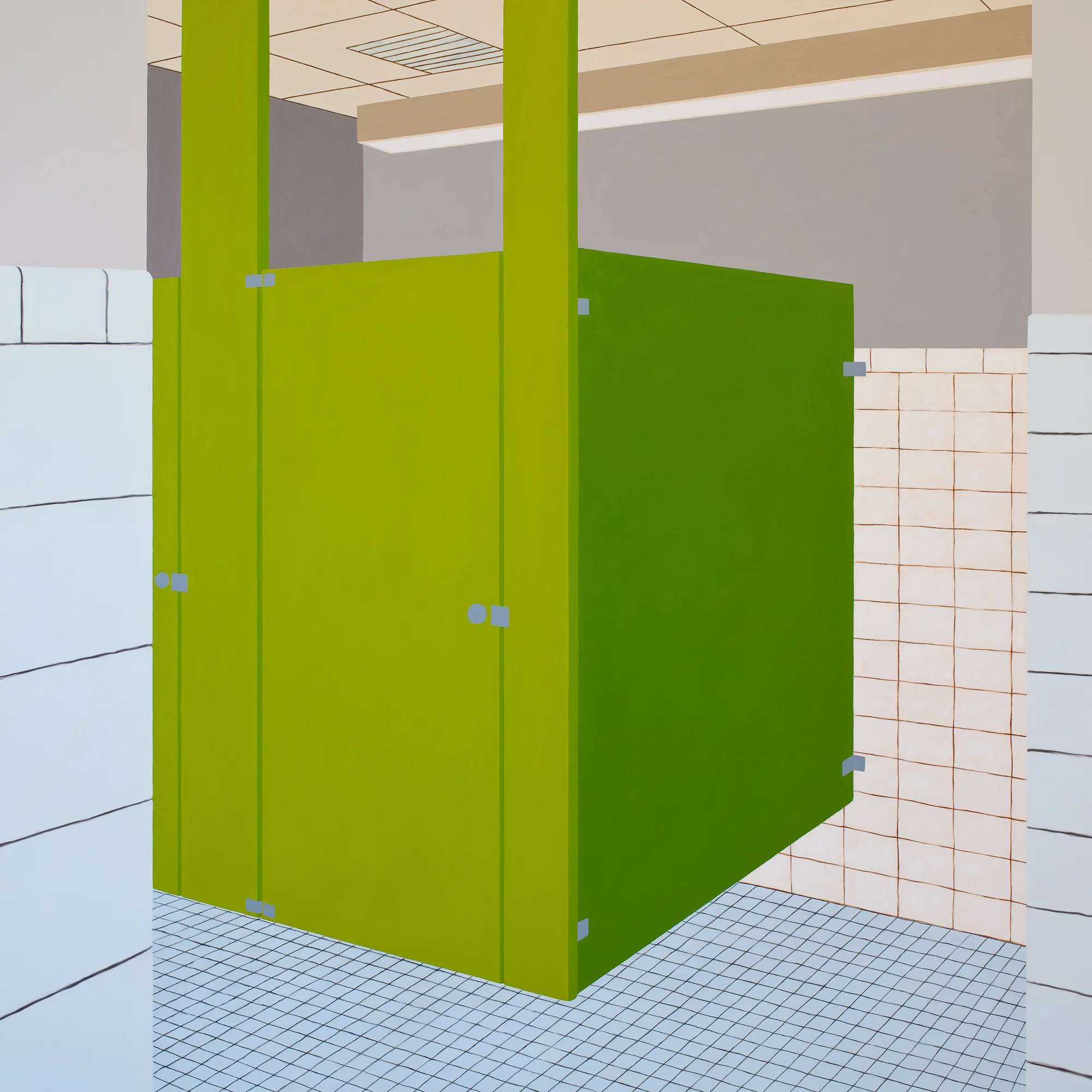 Bathroom Green, 2014, Oil on Linen , 72 X 72 inches