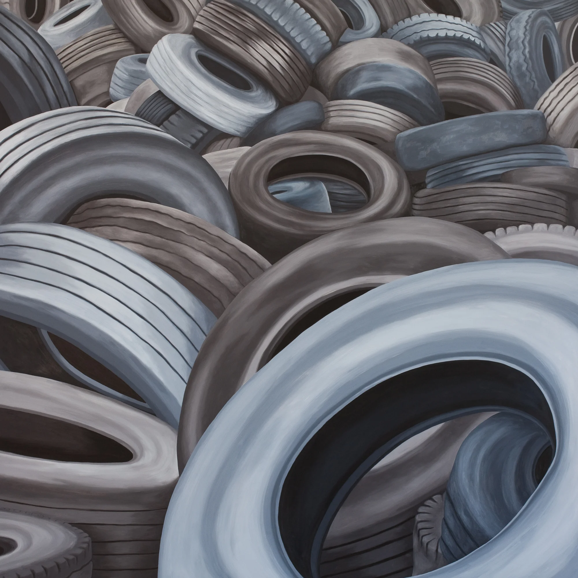 Tires #1, 2018, Oil on Panel, 30 X 30 inches