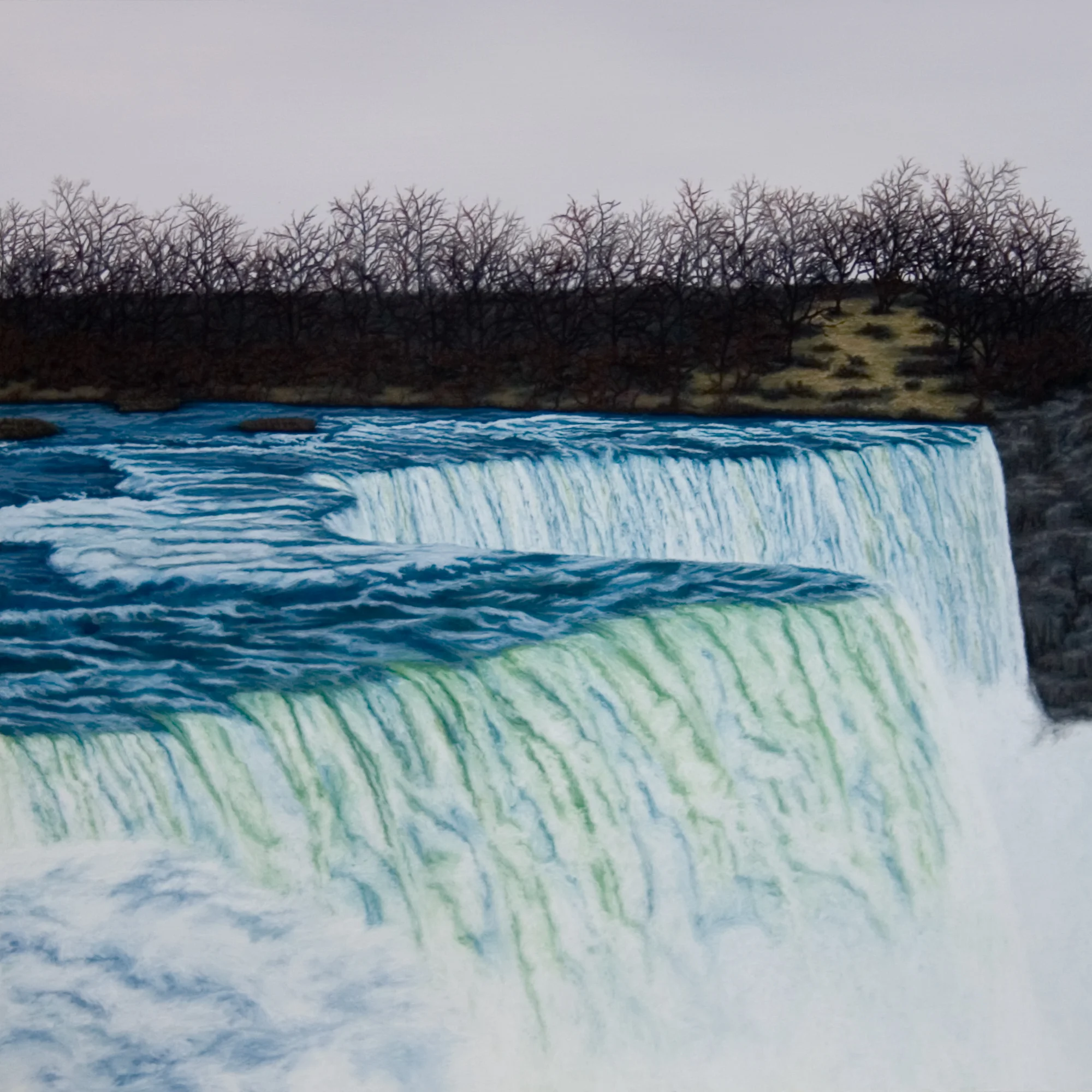Waterfall, 2006, Gouache on Paper, 15 X 15 inches