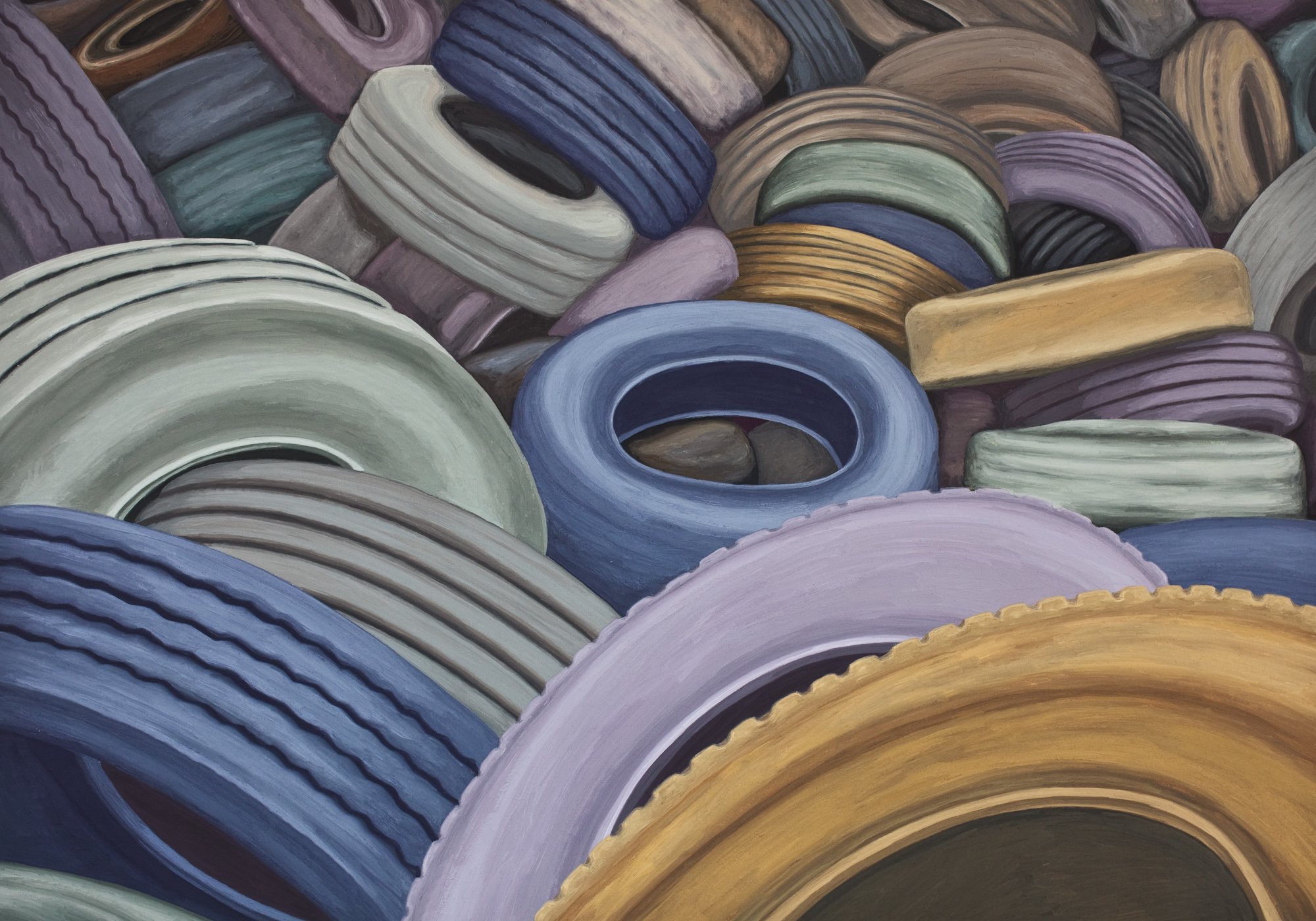 Tires…Study, 2019, Gouache on Paper, 11.5 X 16 inches