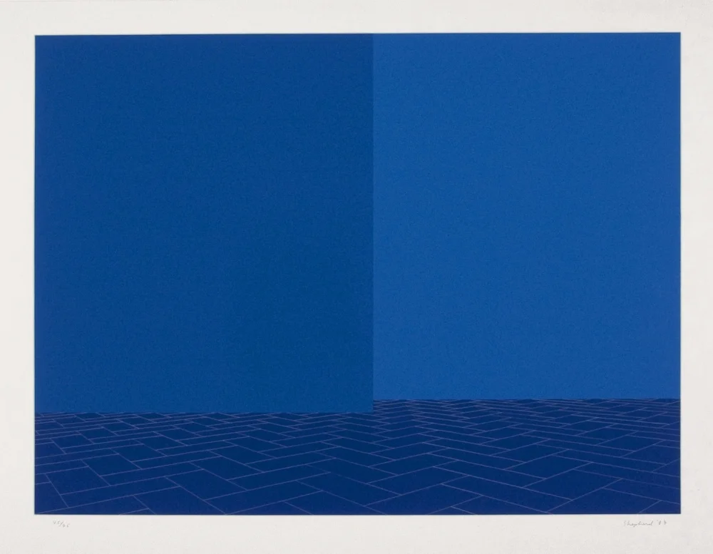 Imagined Evening Day, Blue Brick Stage , screenprint, 32 3/4 x 41 5/8 inches, Pace Prints, edition of 45