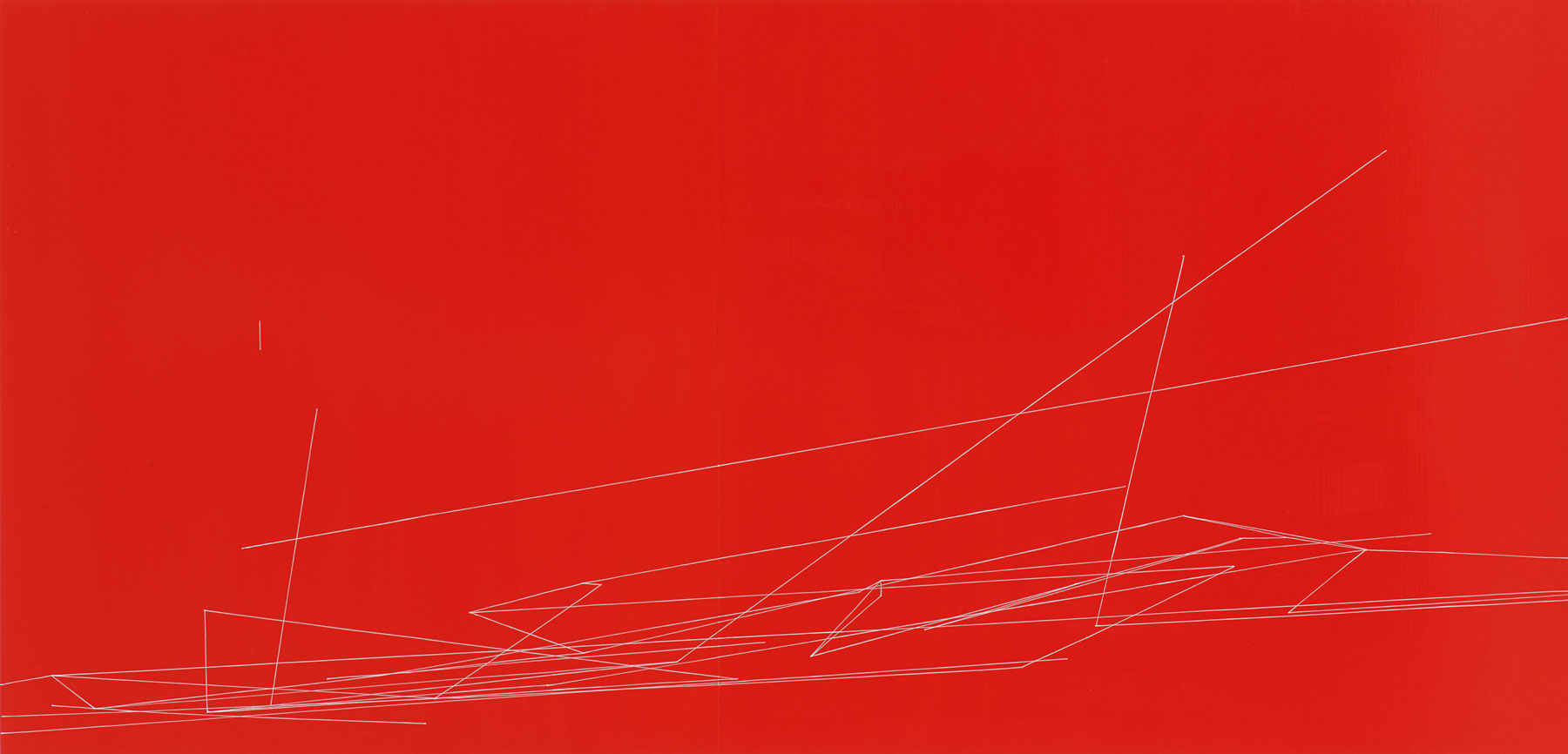 Red Action #3 , oil and enamel on panels, 34 x 70 inches