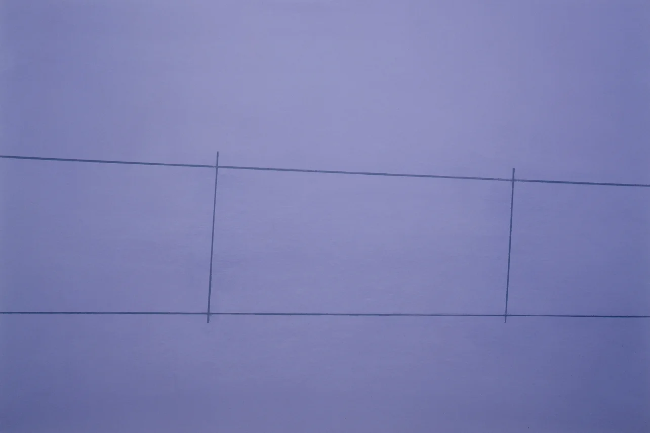 Fence , Purple 2 Posts, oil on canvas, 32 x 48 inches
