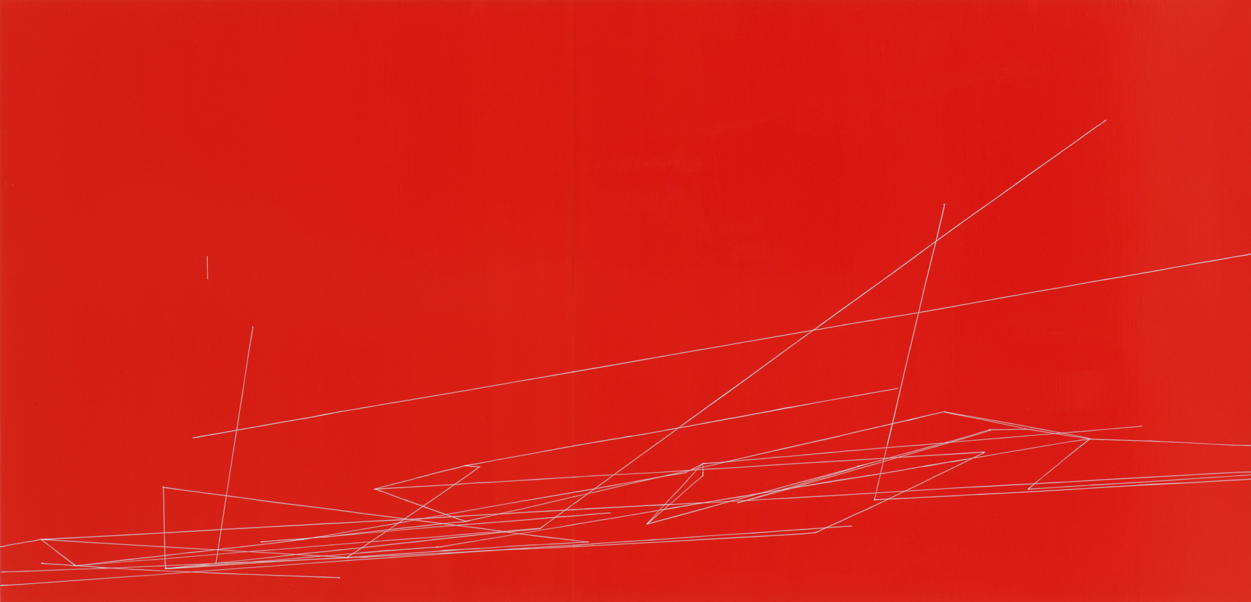 Red Action #3 , oil and enamel on panels, 34 x 70 inches