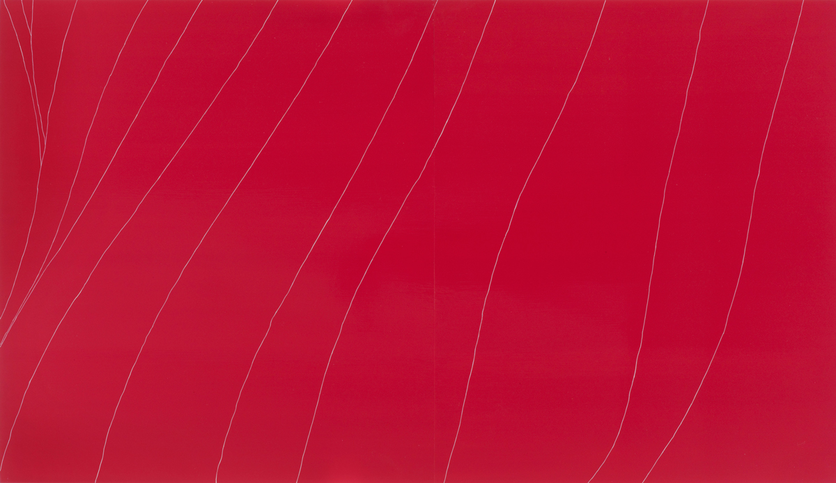 Gahan Wilson Red Flag , oil and enamel on panel, 45 x 78 inches