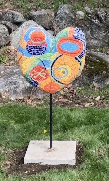 Mid-Century Modern Heart Mosaic Sculpture