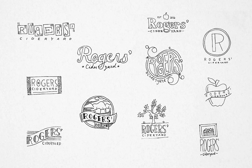Sketches for logo design.