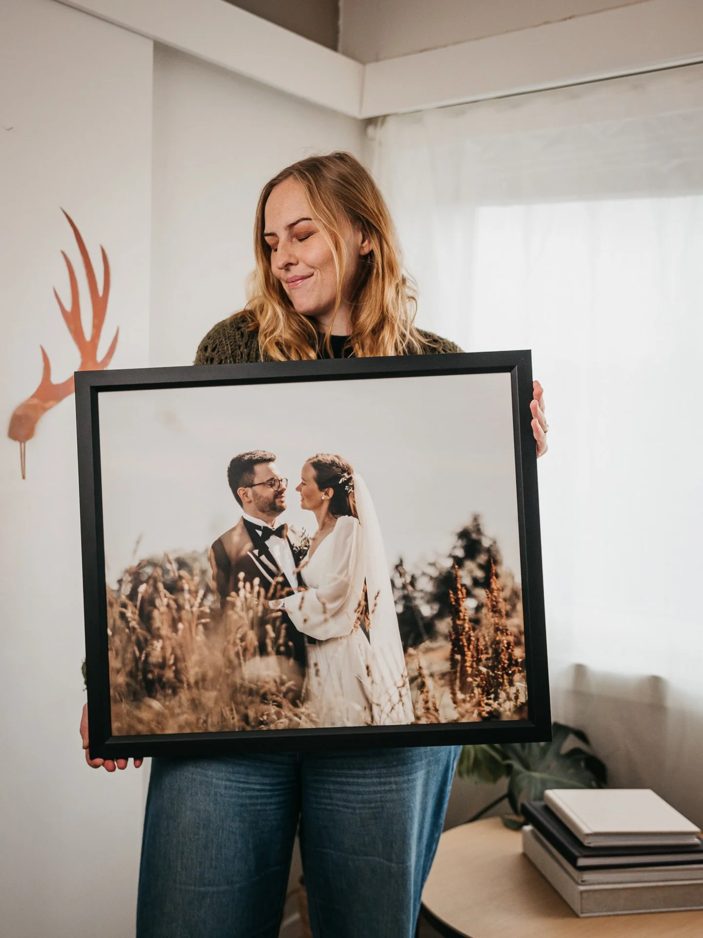 Veggbilde fra bryllupsbildene er et nydelig kunstverk i hjemmet ditt. Fotograf Sødahl