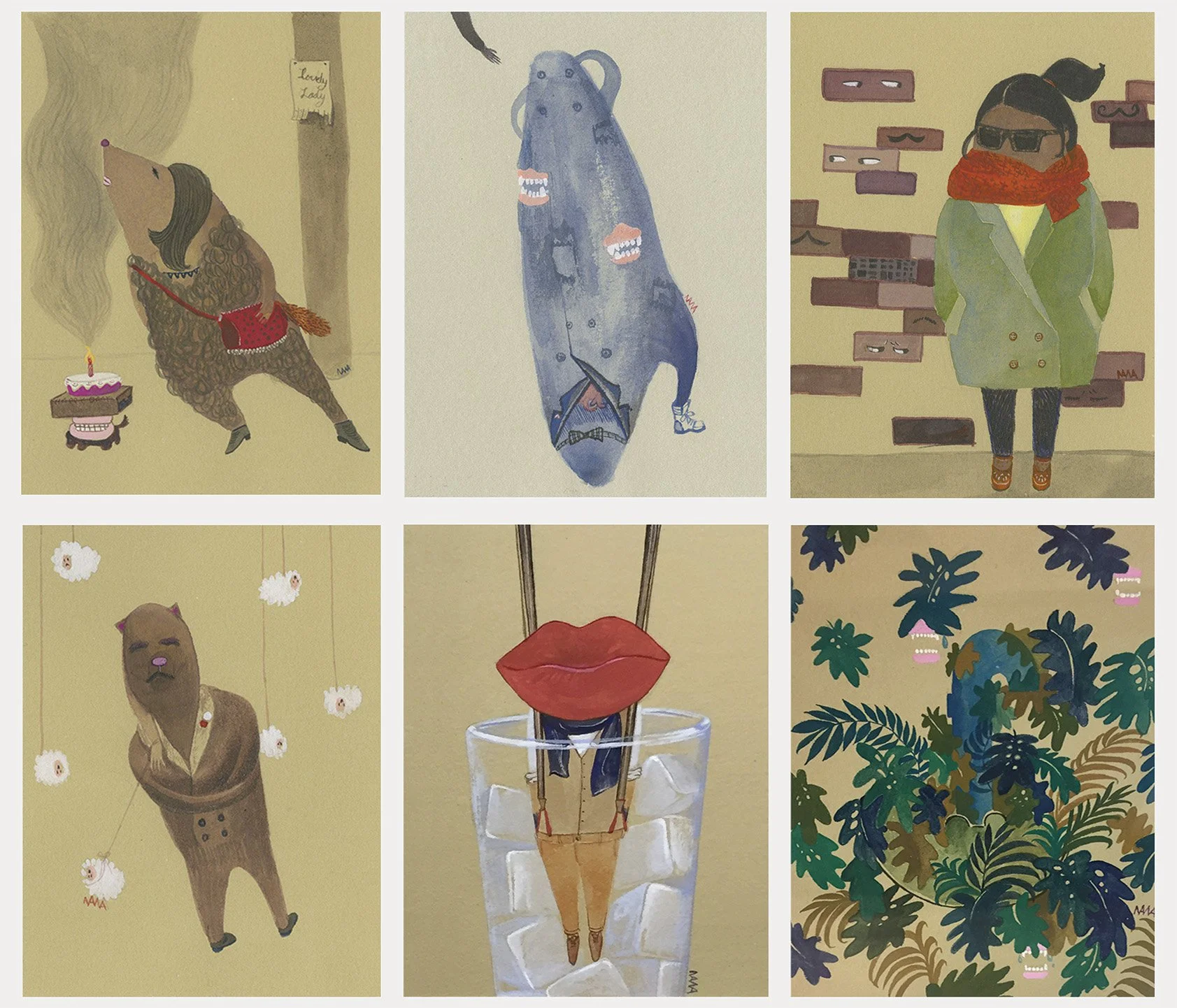 Ink & gouache portraits