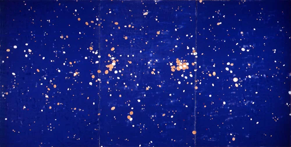 91.5” x 180” Enamel, acrylic gems On plywood panels