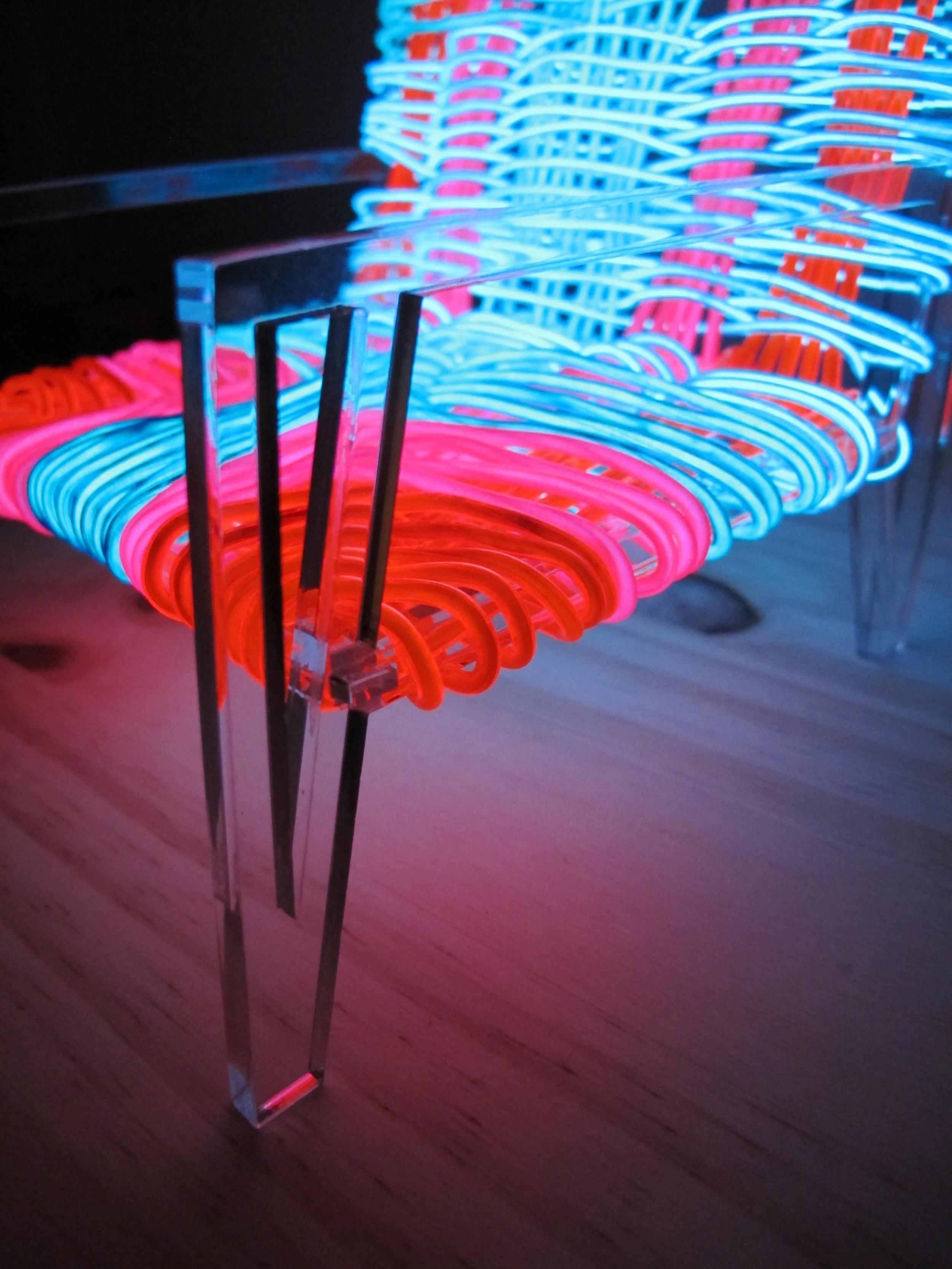  An EL wire woven chair activated by sound 