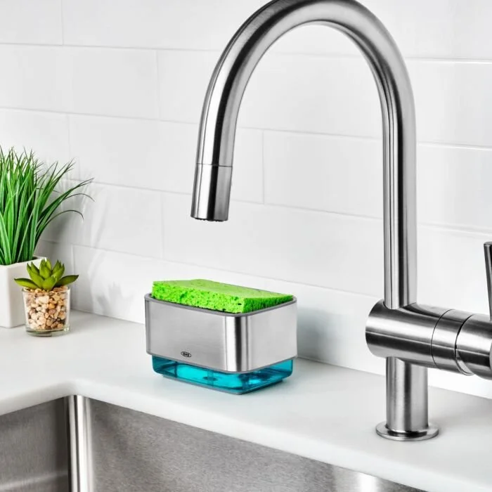 Eliminates messy sink side soap bottles with its direct-dispensing design.