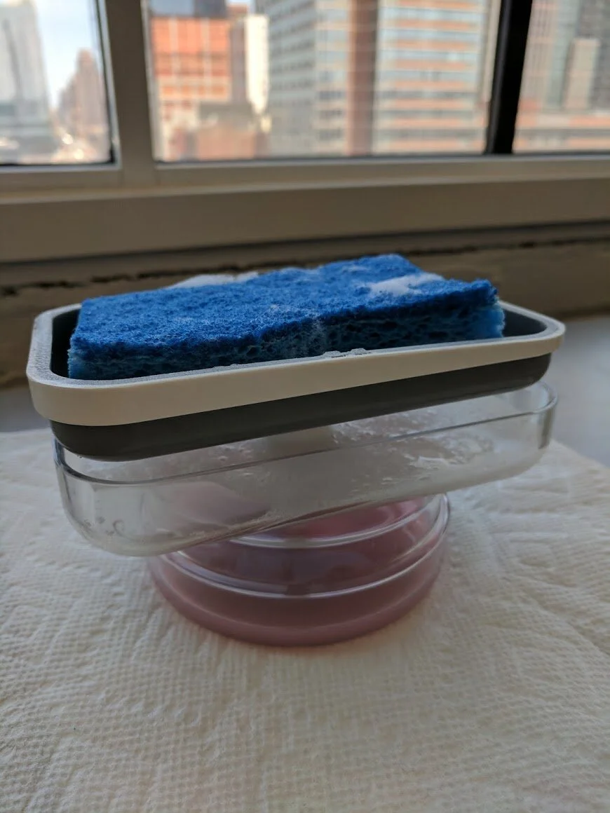 An early Soap Dispensing Sponge Holder prototype