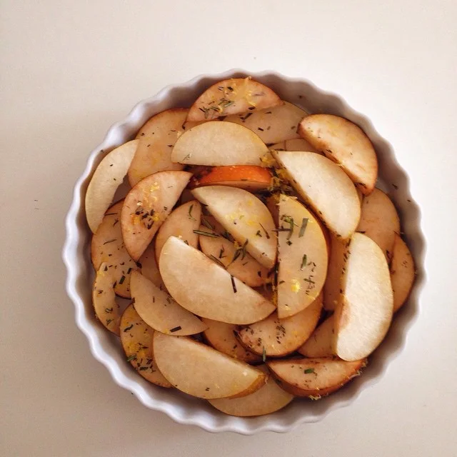 The struggle is real...Rosemary Asian Pear Tarte Tatine...just not nearly right yet. 
#VSCOcam // #pastrystruggle // #TarteTatine // #saltheart