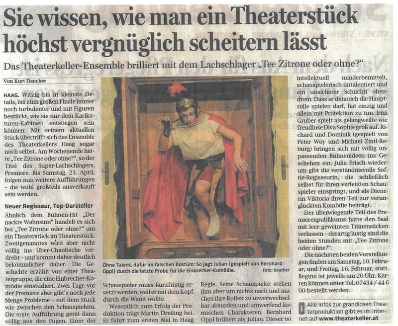 OÖN über Tee Zitrone oder ohne