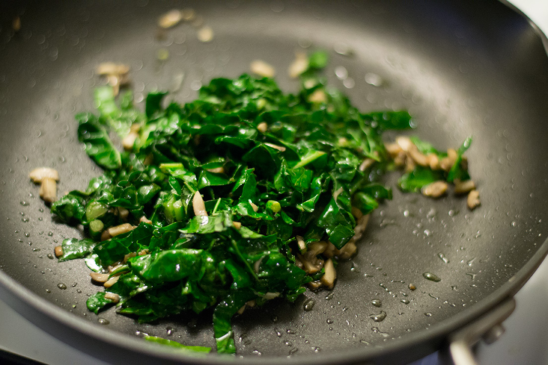 Kale and 'shrooms.