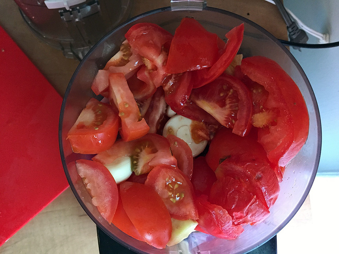 In to the blender.