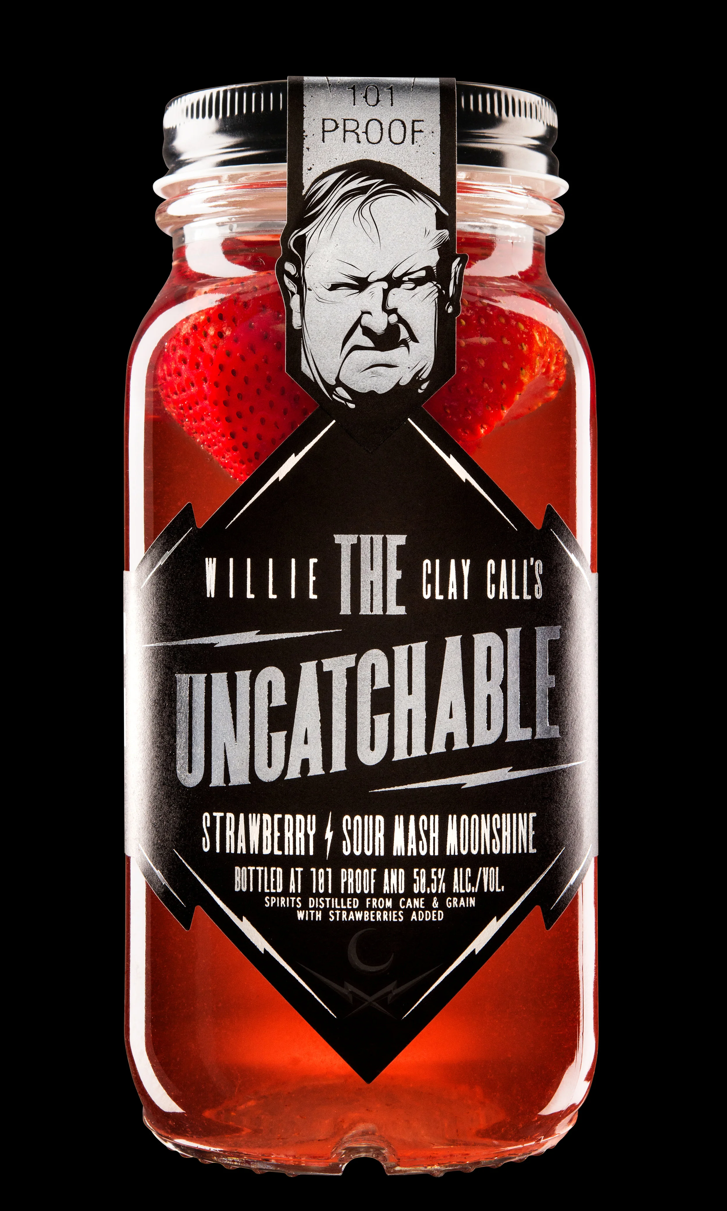 101 Proof with 100% real strawberries added. No artificial colors or flavors in this 'shine.