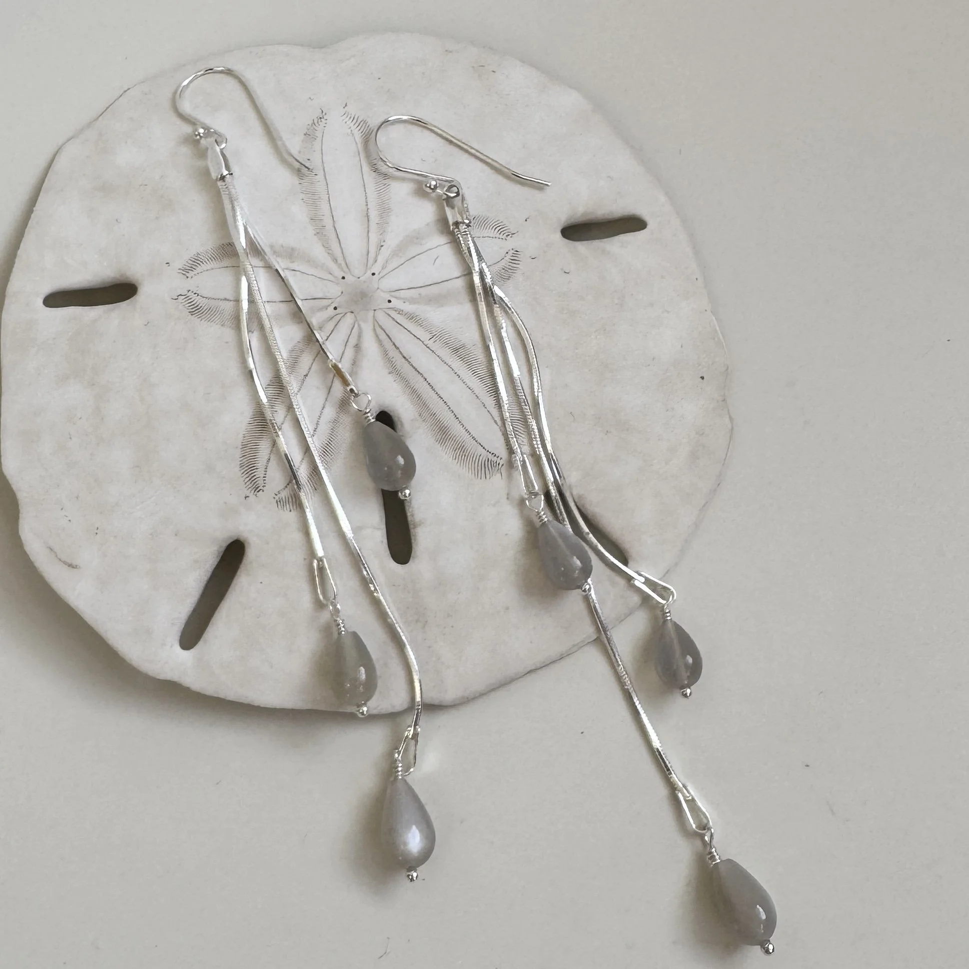 grey moonstone drippy earrings