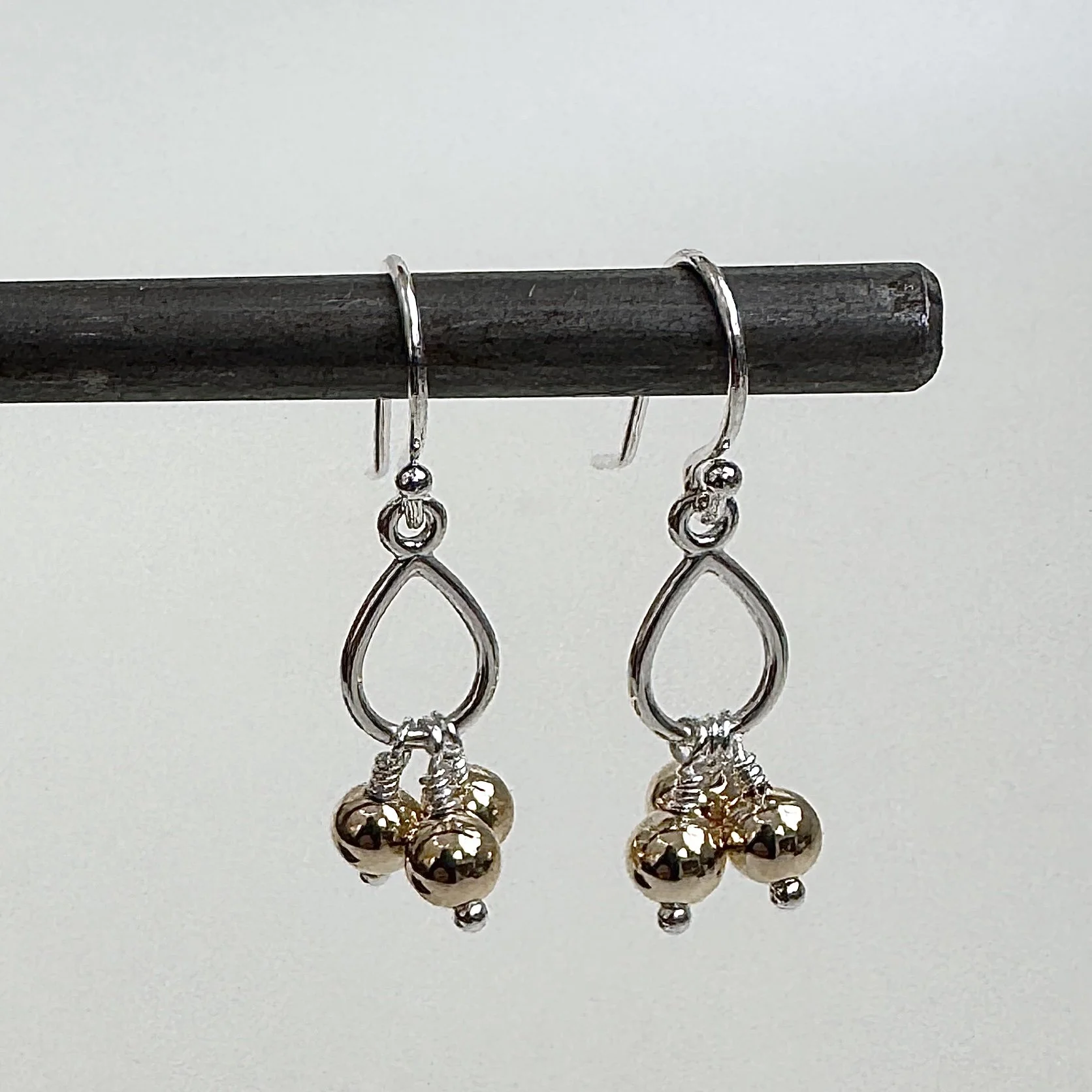 3 drop mixed metal earrings