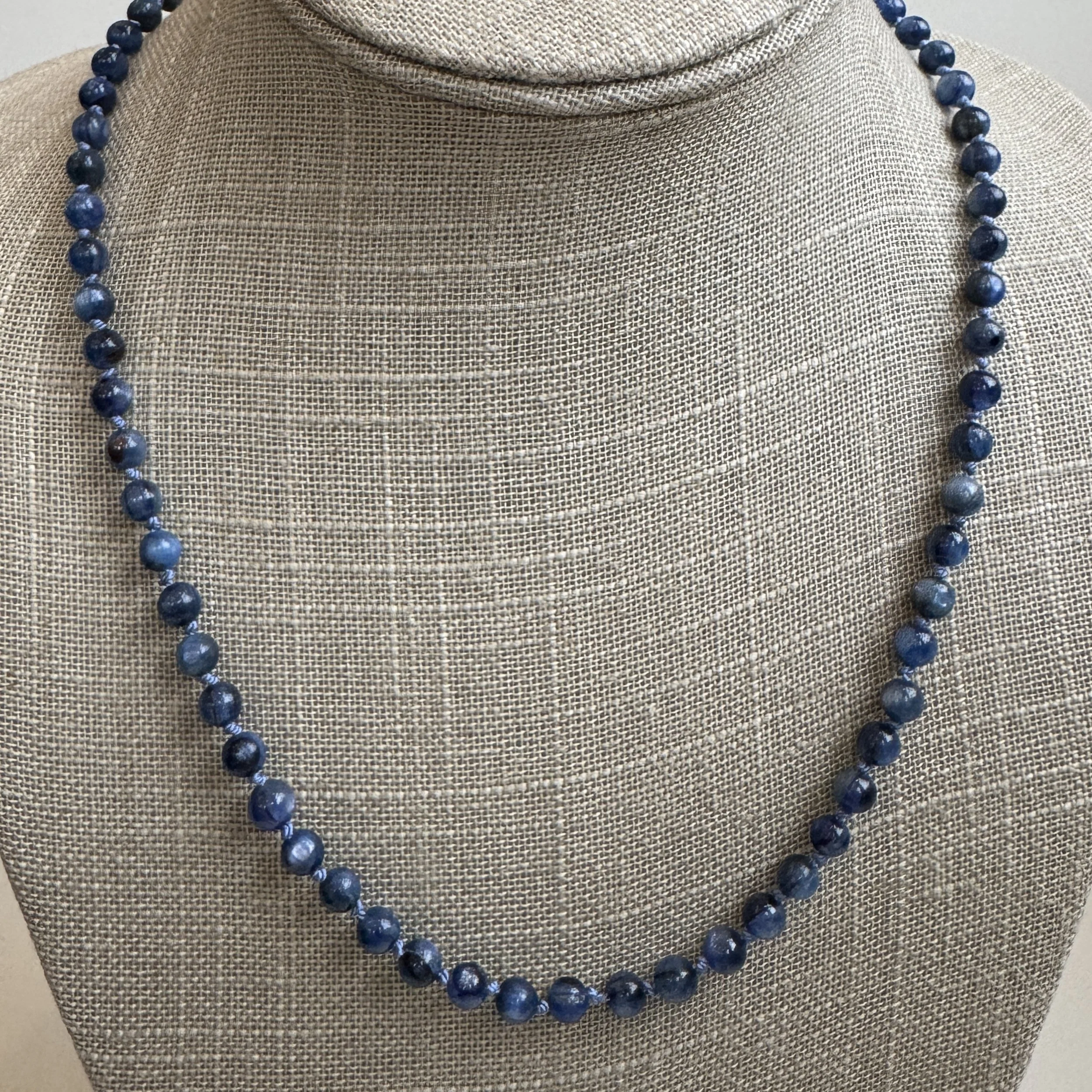 silk knotted kyanite necklace