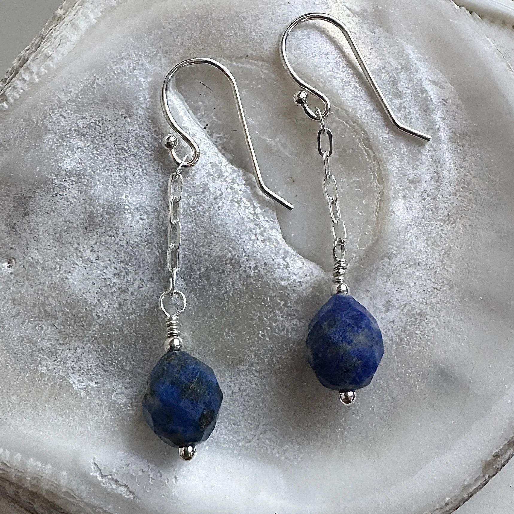 gemstone rice drop earrings