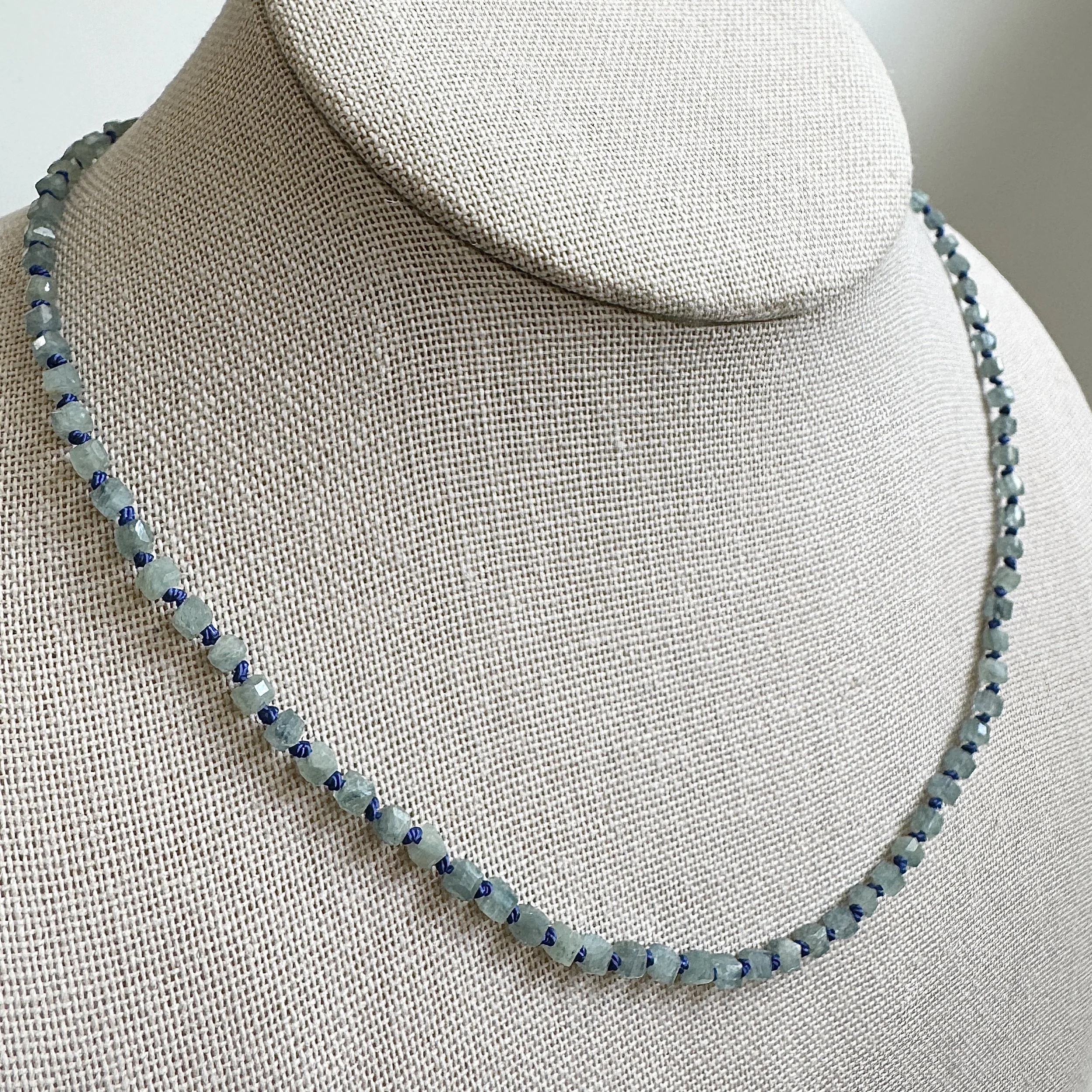 green kyanite silk knotted necklace