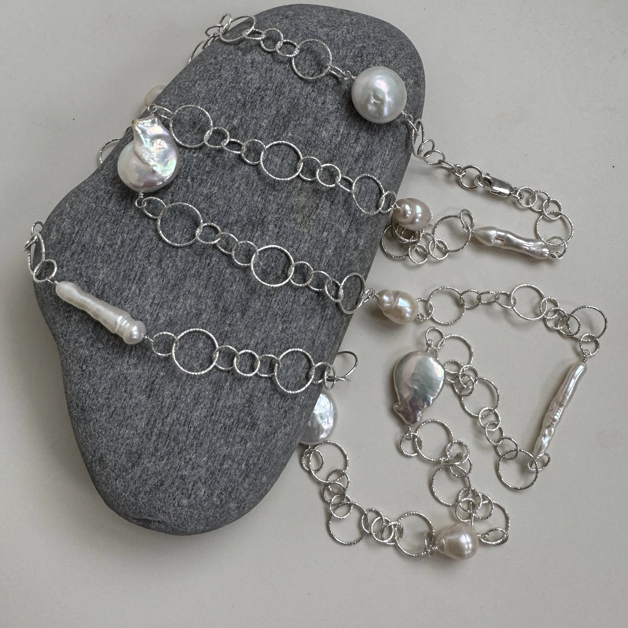 mixed pearl long necklace