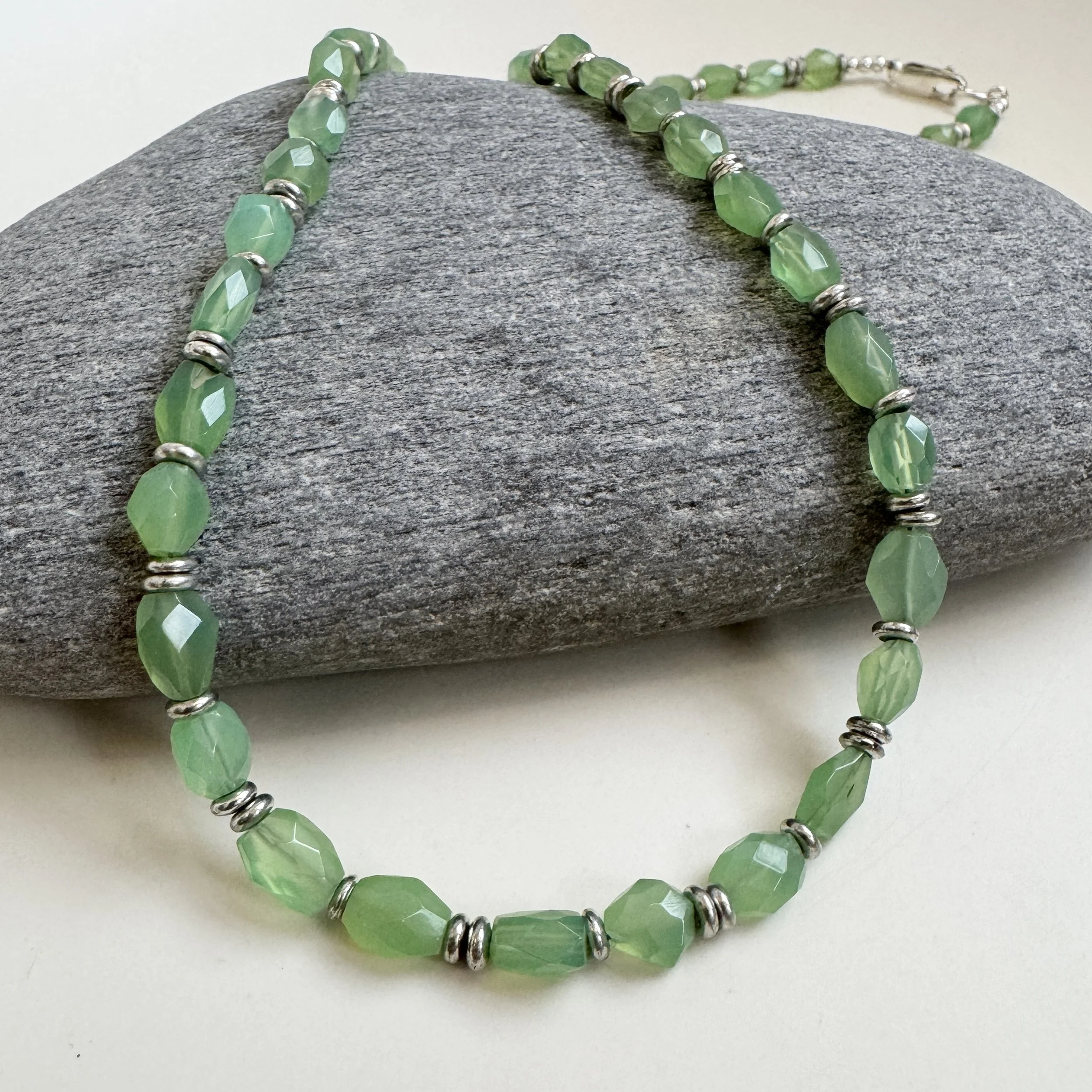 green chalcedony nugget necklace