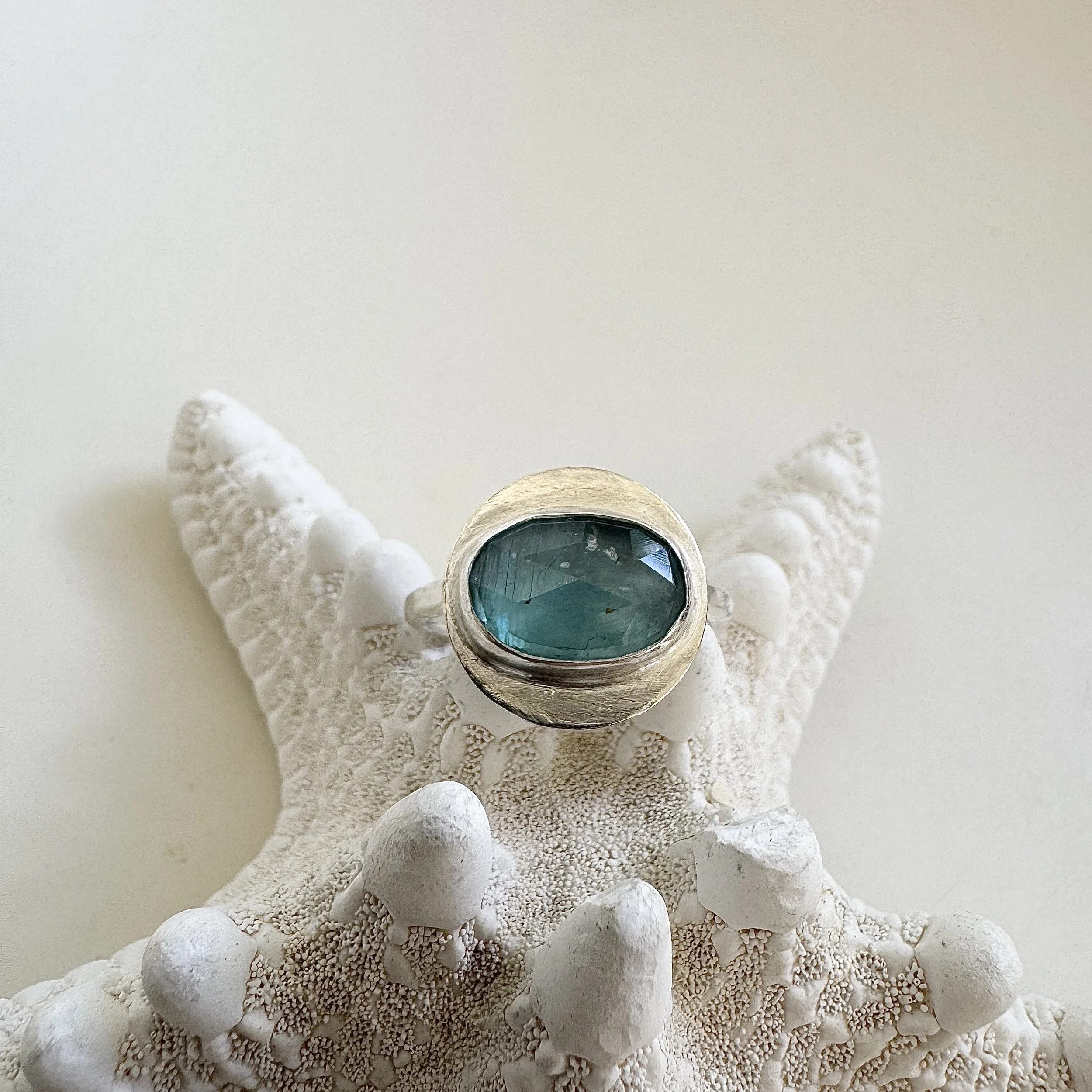 teal kyanite eye ring