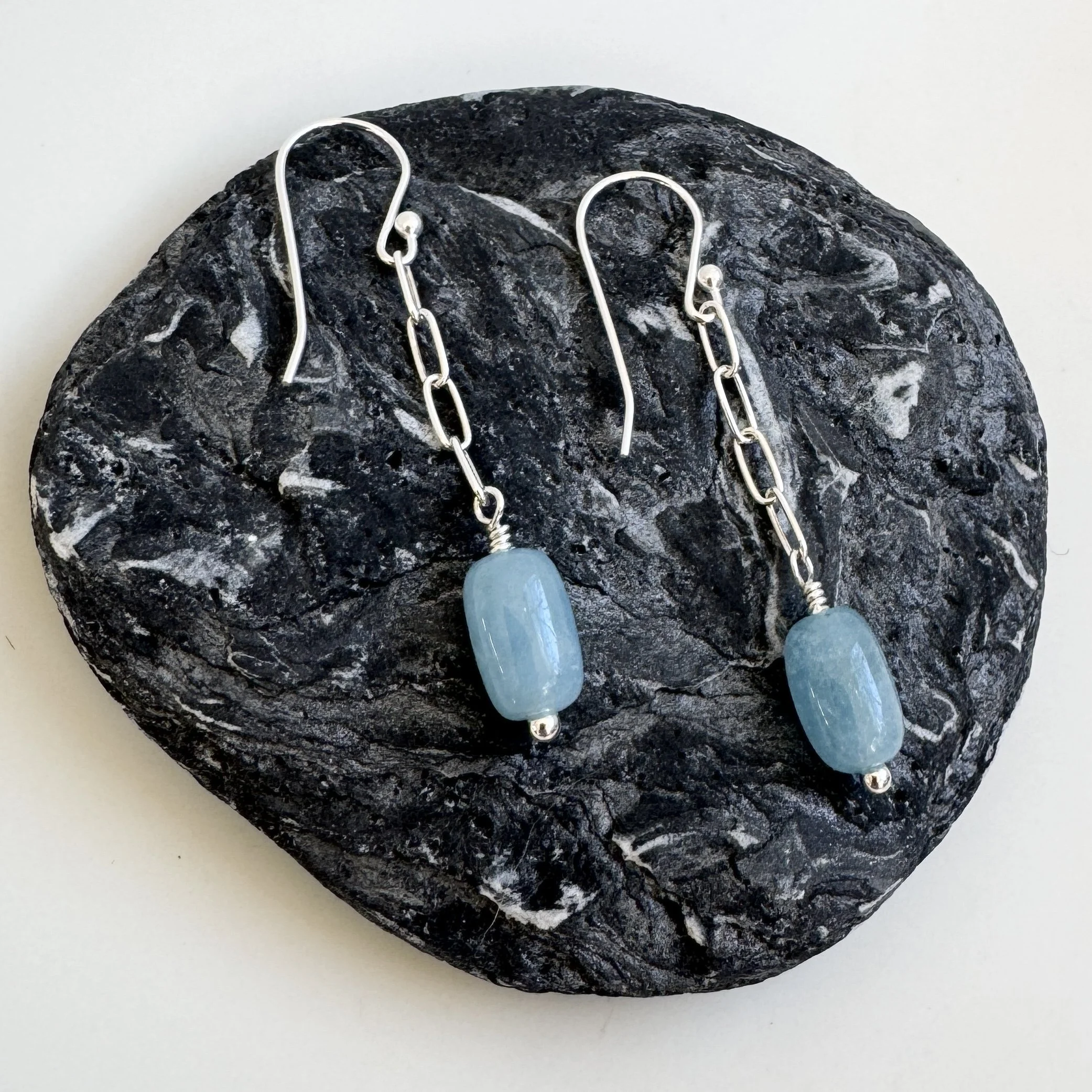 aquamarine tic tac earrings