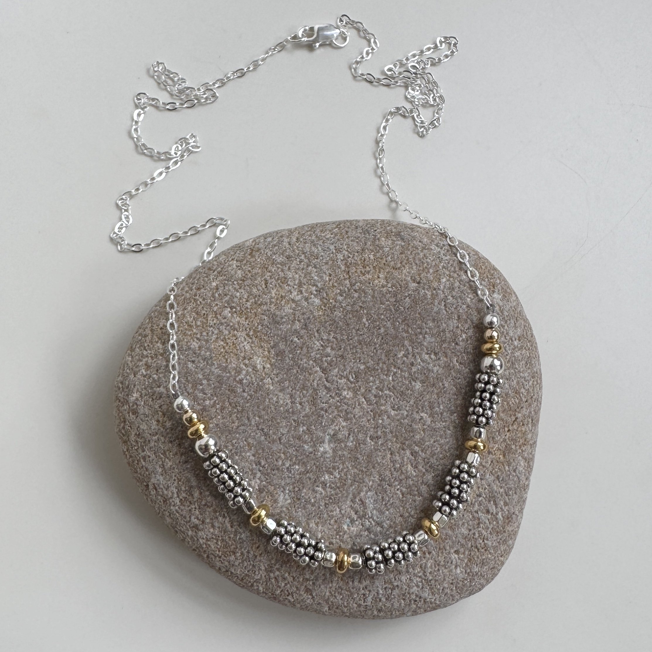 mixed metal bar necklace