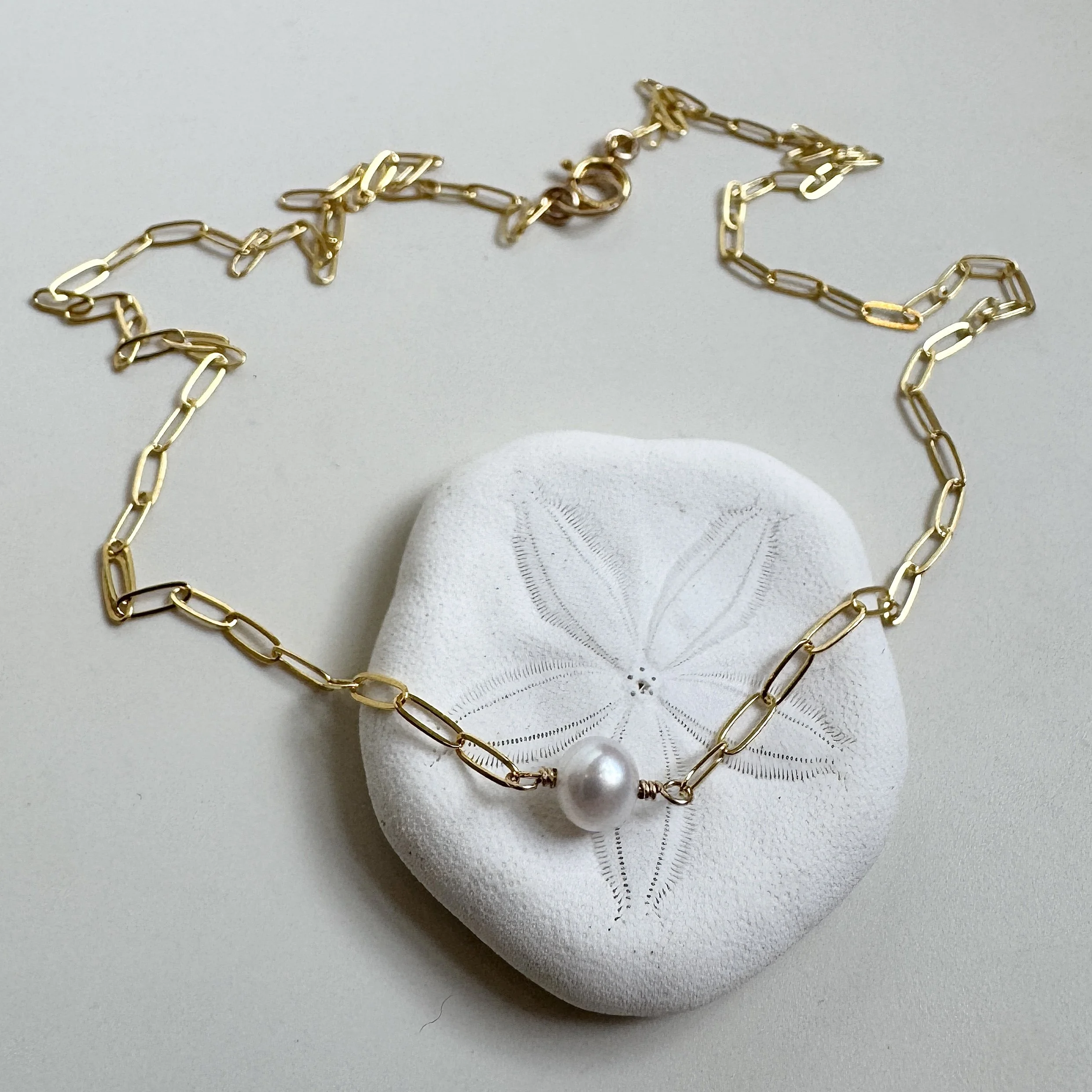 one pearl gold fill necklace
