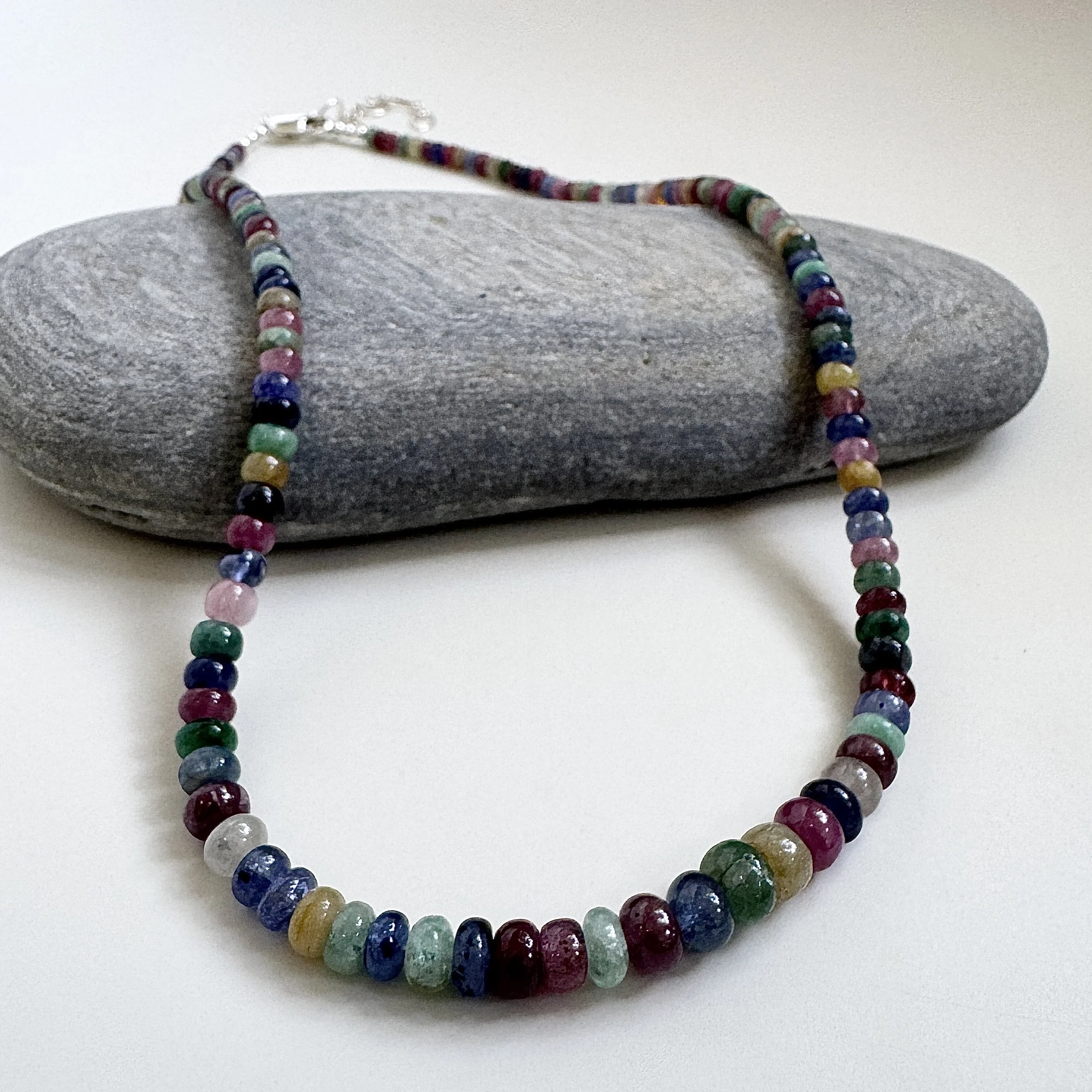 multi sapphire rondelle necklace