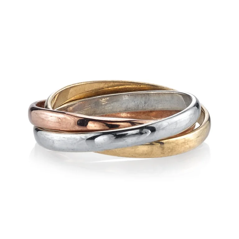 White + Rose + Yellow Rolling Ring