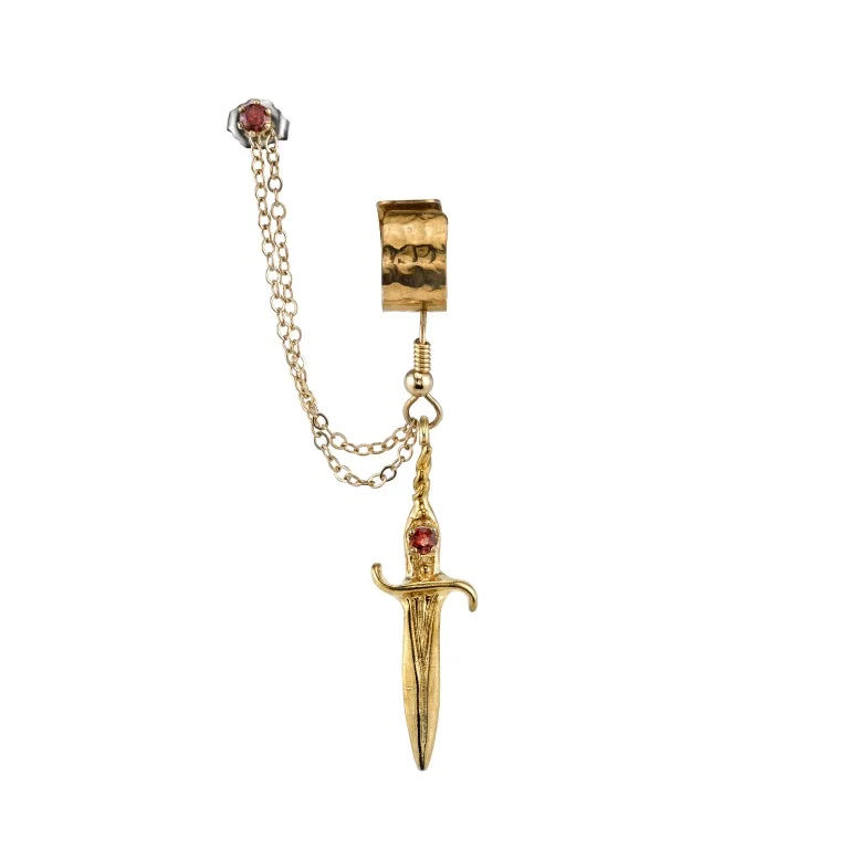 Gold Dagger Ear Cuff + Chain