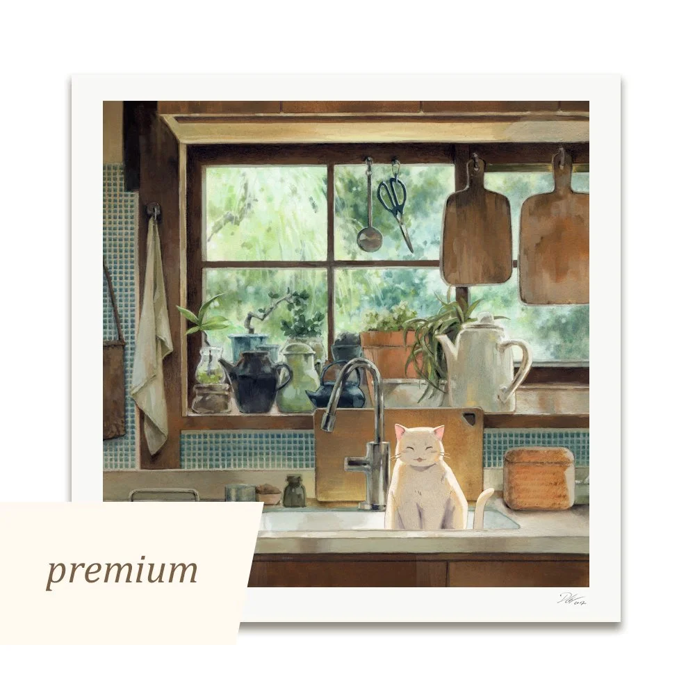 Cat in Sink | Premium Print [30x30 cm]
