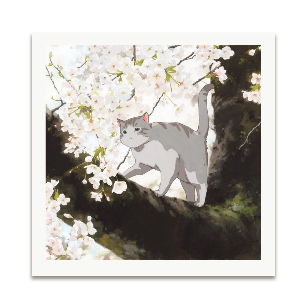 Cat in Cherry Tree Print by Djamila Knopf.jpg