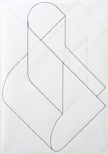  Untitled Drawing 49 , 2014, gouache and correction fluid on vellum, 36" x 25"