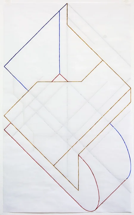 Untitled Drawing 51 , 2014, gouache and correction fluid on vellum, 36" x 22" 