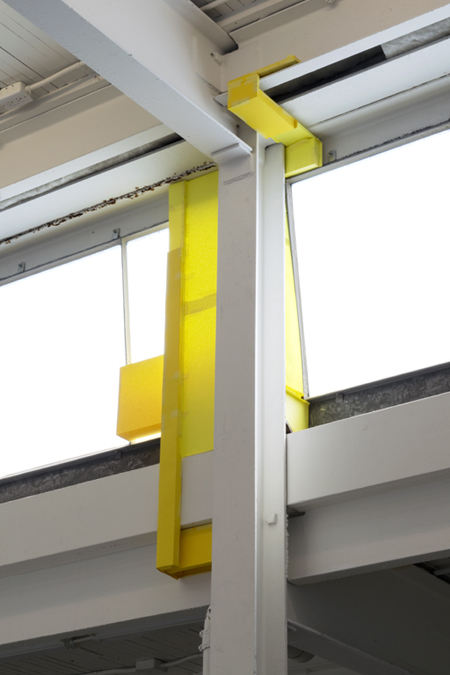 Temporary Structure 5 , 2015, paper and masking tape, installation at Diaz Contemporary, Toronto