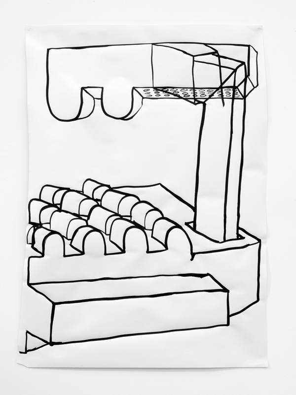   Untitled Drawing 14, &nbsp;2013, ink on paper, 36 x 27 in 