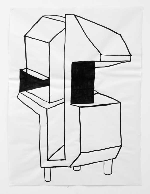   Untitled Drawing 35, &nbsp;2013, ink on paper, 36 x 28 in 