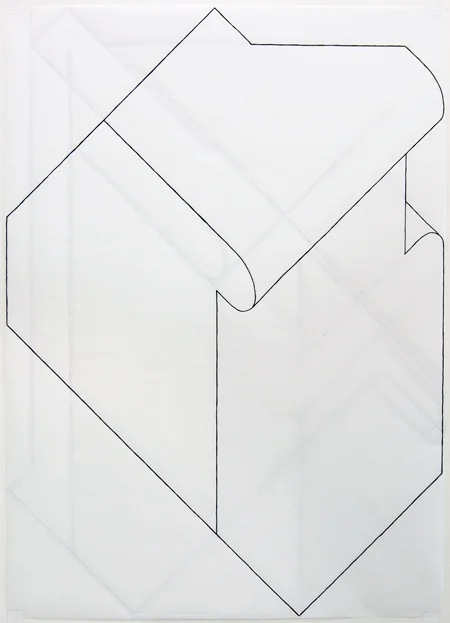 Untitled Drawing 48 , 2014, gouache and correction fluid on vellum, 36" x 26" 