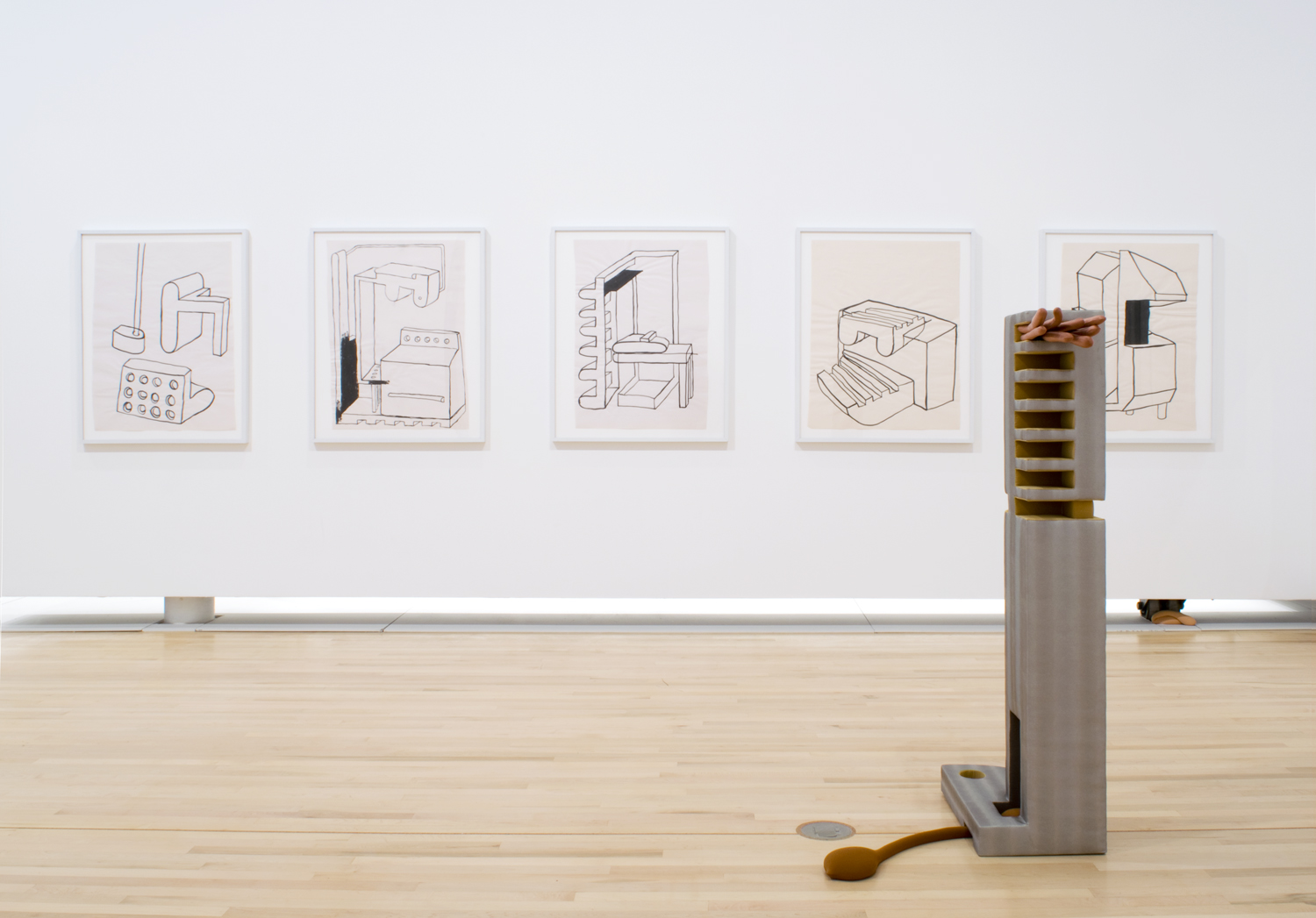   Components , 2011–2012, fabric, and  Hypothetical Forms , 2013, ink on paper  Ideas and Things, 2015, Kamloops Art Gallery, British Columbia 