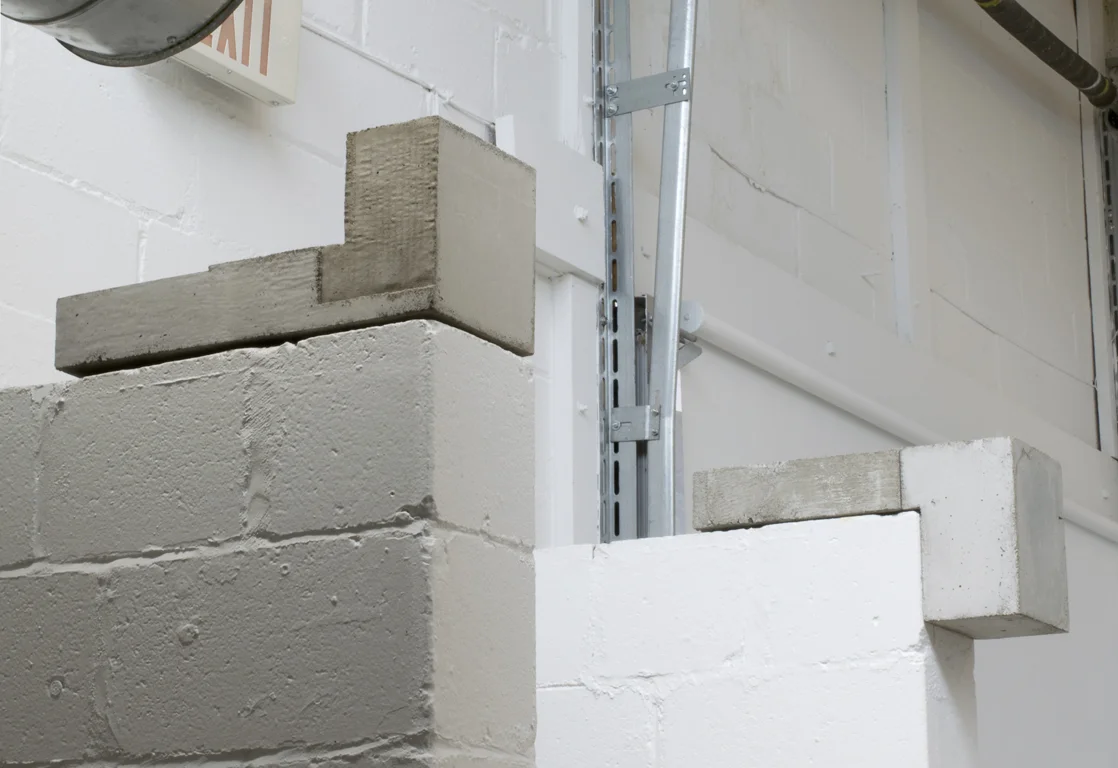 Block 1 and Block 2 , 2015, concrete, installation at Diaz Contemporary, Toronto