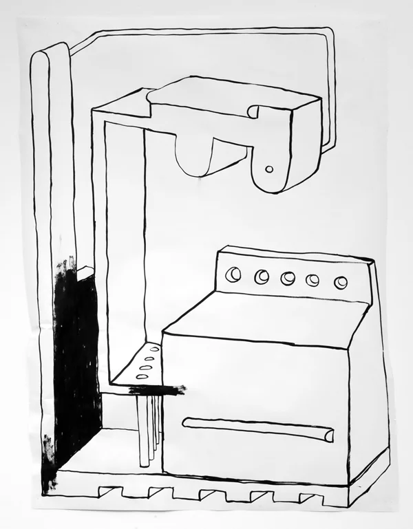 Untitled Drawing 10, 2013, ink on paper, 36" x 28"