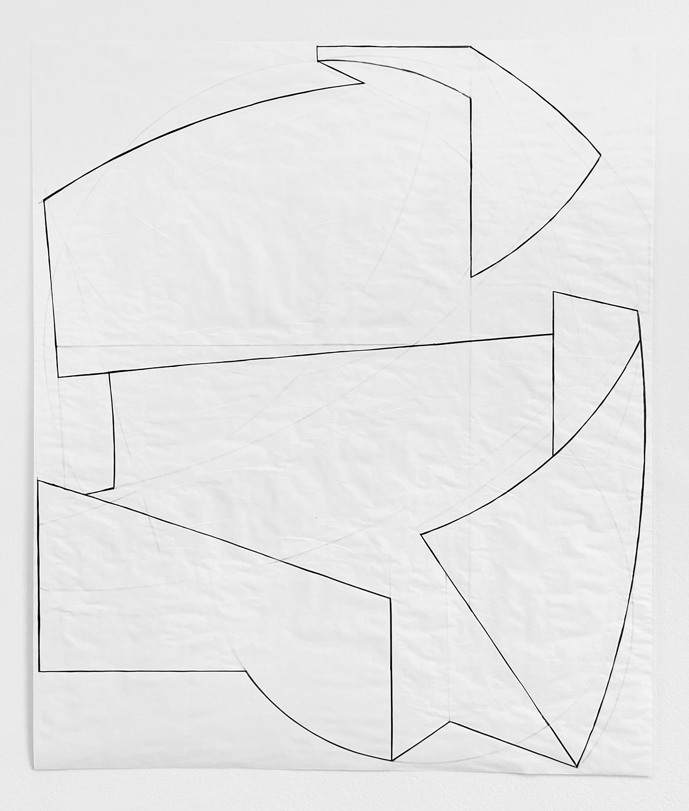   Untitled Drawing 83 , 2020, acrylic ink and gesso on vellum, 32 x 27 in 