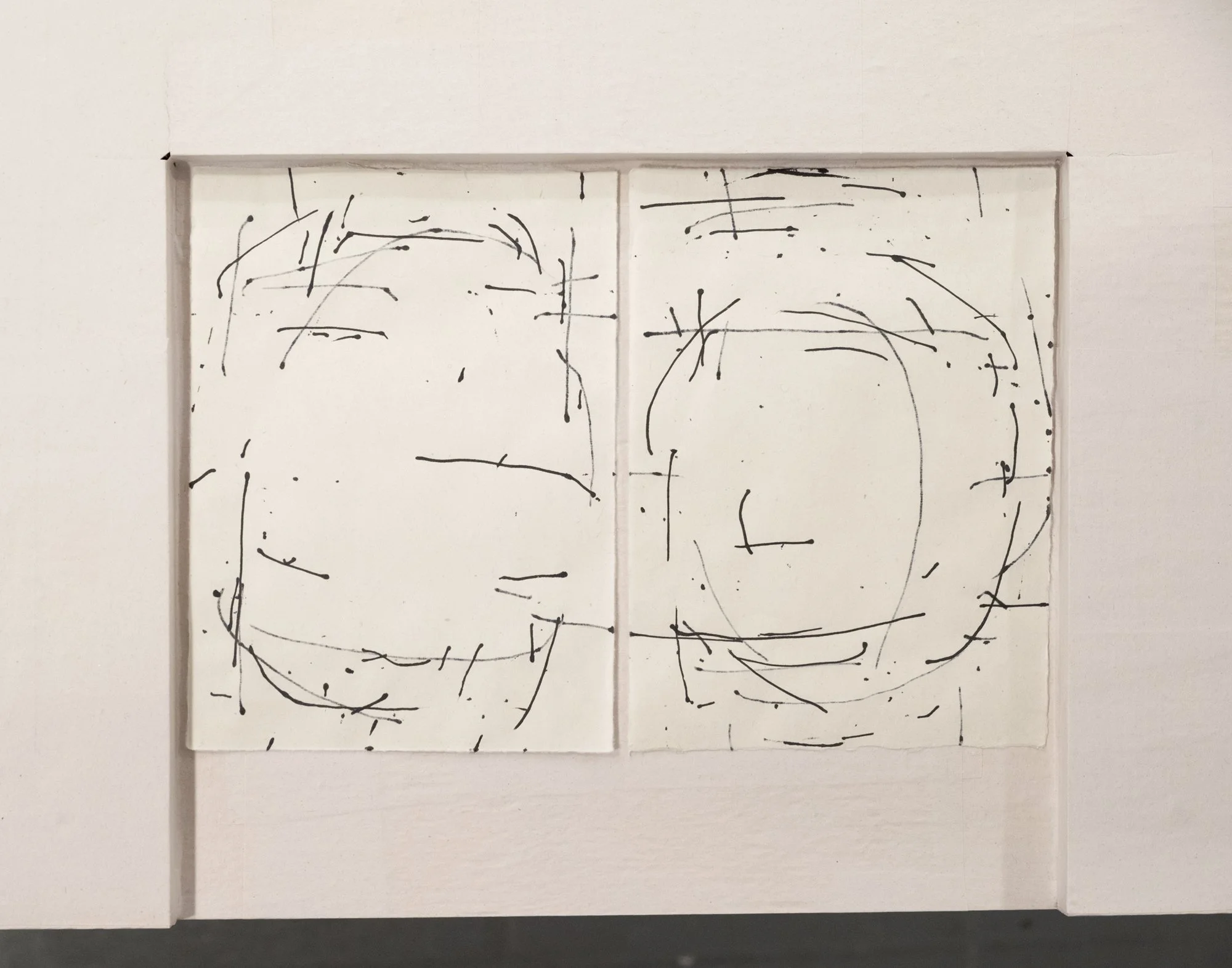   Fields 4 , 2026, ink on paper, 9h x 13in   Courtyard , 2026, Site-Service, Nine, New York 