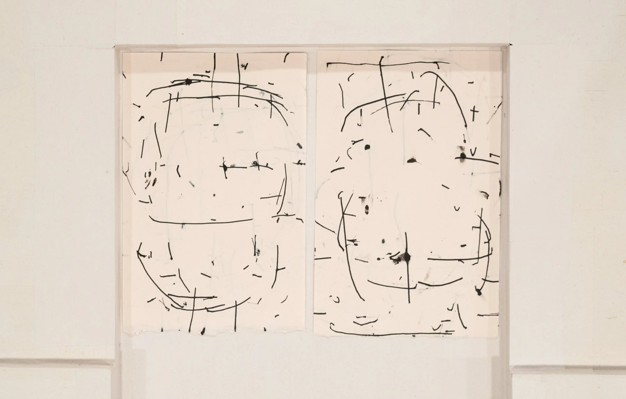   Fields 3 , 2026, ink on paper, 9h x 12in   Courtyard , 2026, Site-Service, Nine, New York 